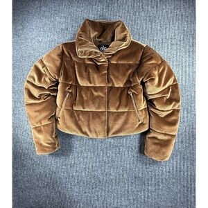 ALO Gold Rush Puffer Ribbed Velour Zip Jacket Cinnamon Brown  Size S